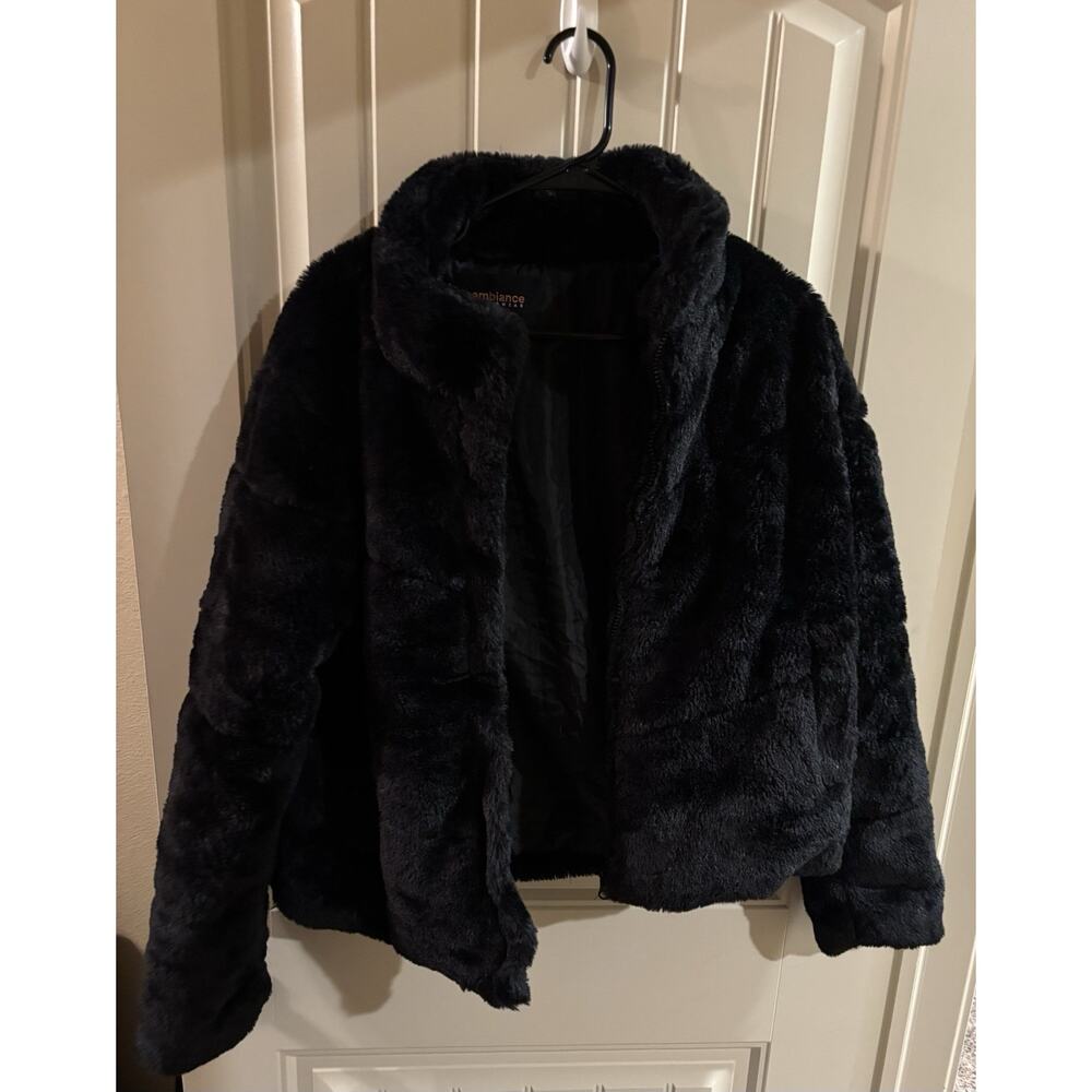 Ambiance Black Faux Fur Outerwear 2X